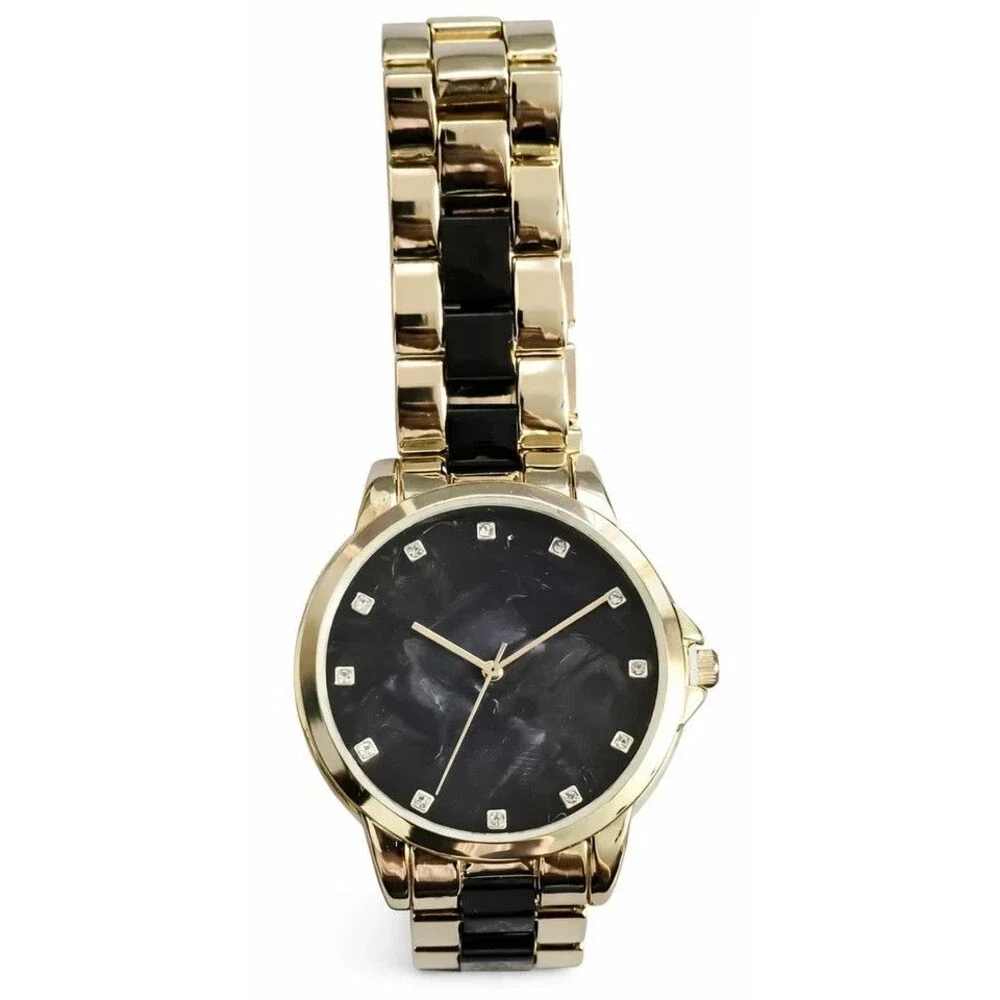 INC International Concepts Women's Marble Two-Tone Bracelet Watch